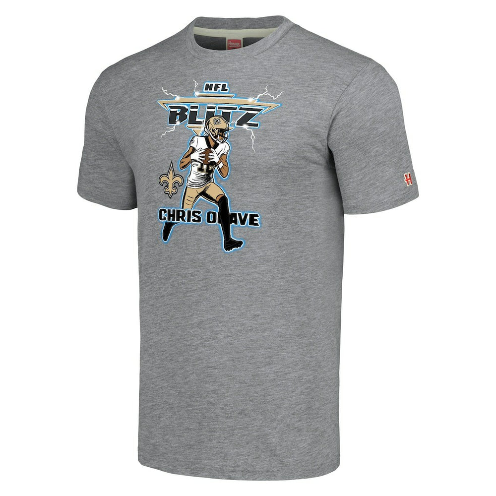 Chris Olave New Orleans Saints Homage Unisex NFL Blitz Player Tri-Blend T-Shirt - Gray T-shirts