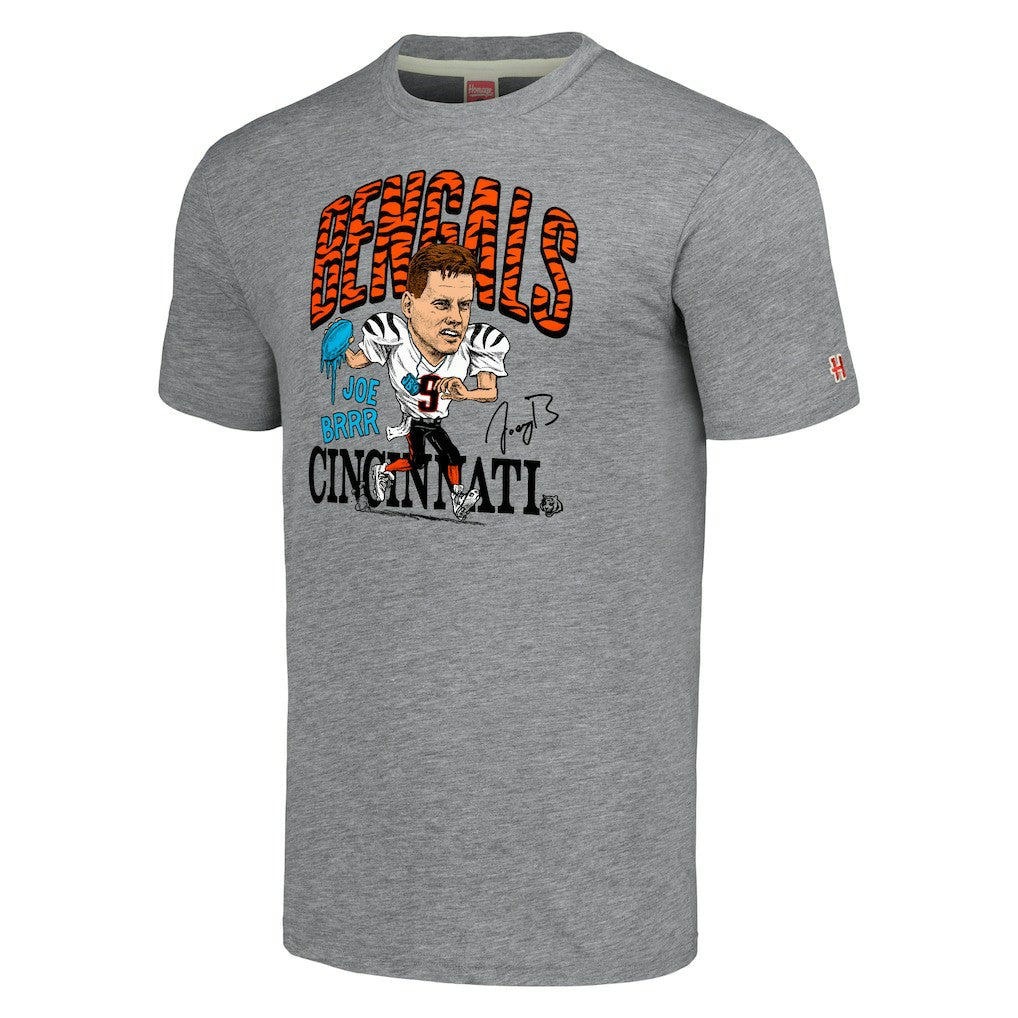 Joe Burrow Cincinnati Bengals Homage Unisex Caricature Player Tri-Blend T-Shirt - Gray T-shirts