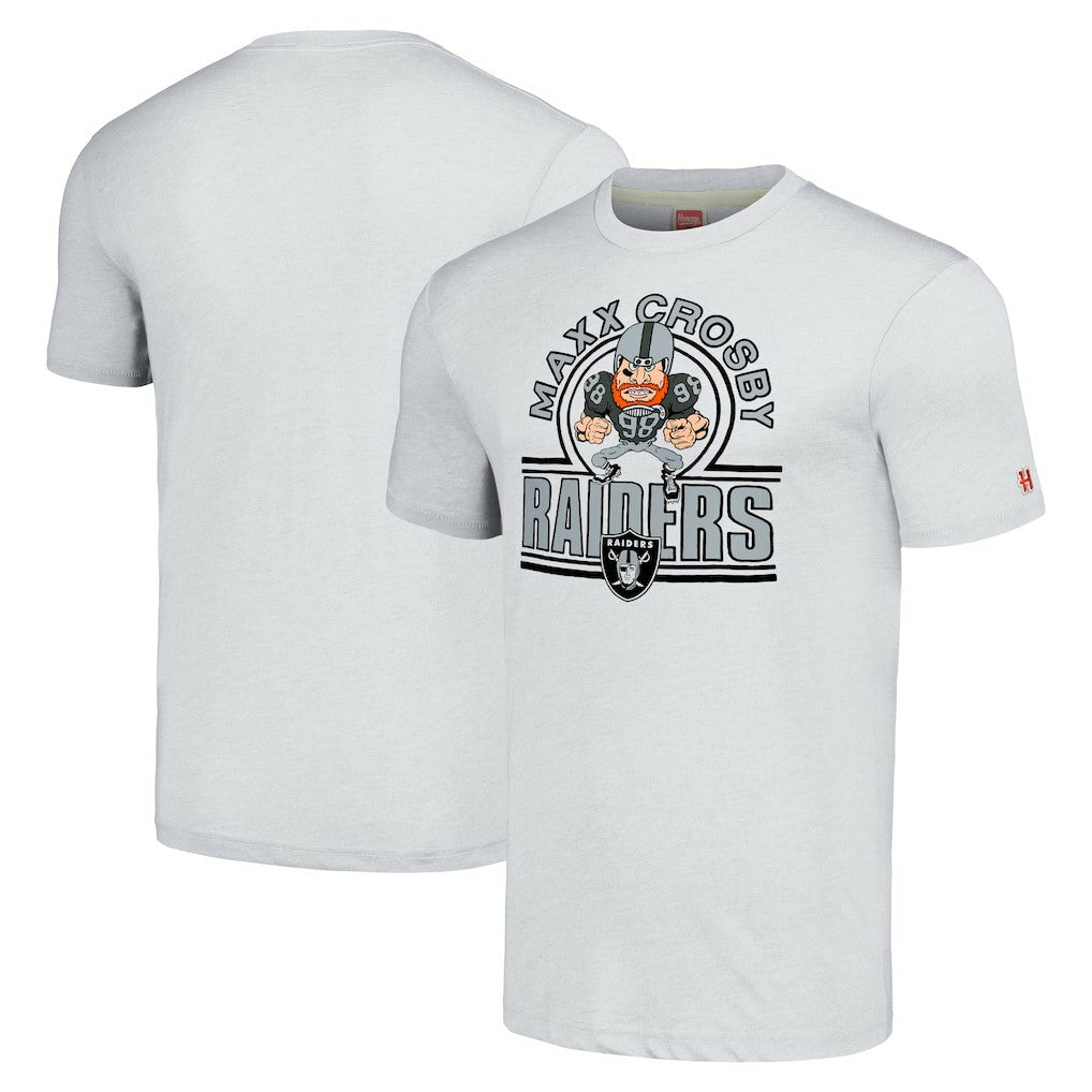 Maxx Crosby Las Vegas Raiders Homage Unisex Caricature Player Tri-Blend T-Shirt - Ash T-shirts