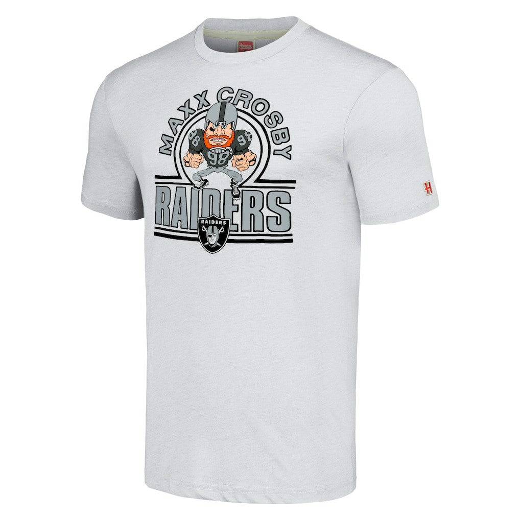 Maxx Crosby Las Vegas Raiders Homage Unisex Caricature Player Tri-Blend T-Shirt - Ash T-shirts