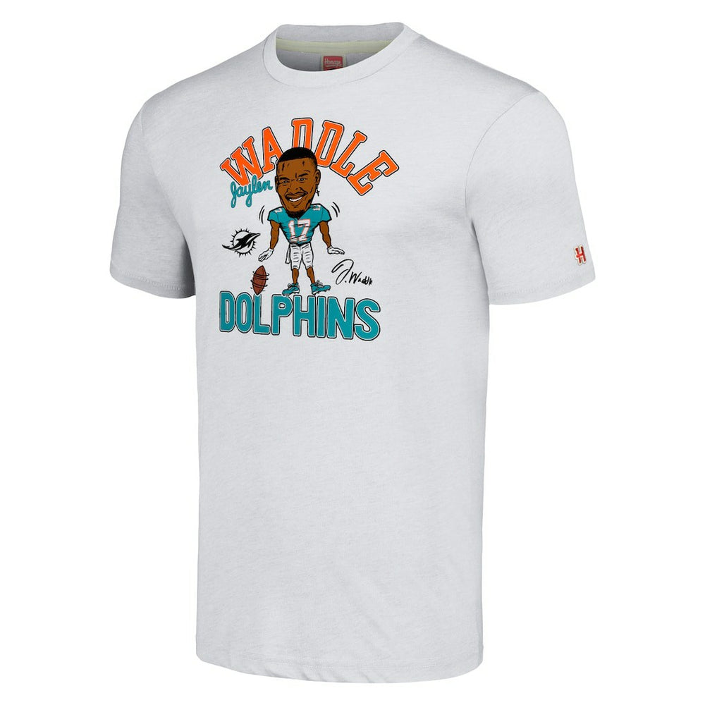 Jaylen Waddle Miami Dolphins Homage Unisex Caricature Player Tri-Blend T-Shirt - Anthracite T-shirts