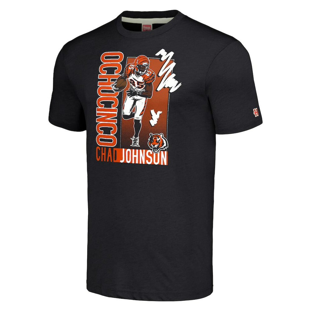 Chad Johnson Cincinnati Bengals Homage Unisex Caricature Retired Player Tri-Blend T-Shirt - Charcoal T-shirts