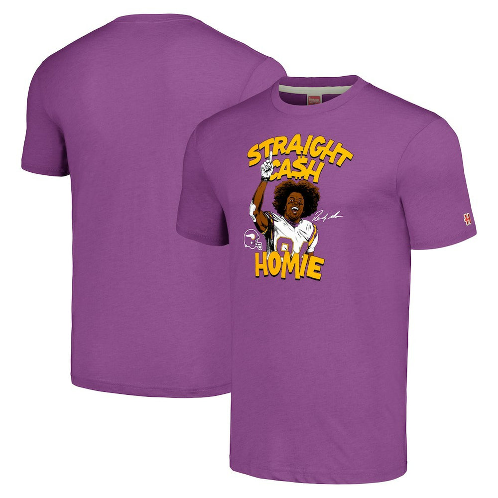 Randy Moss Minnesota Vikings Unisex Homage Caricature Retired Player Tri-Blend T-Shirt - Heathered Purple T-shirts