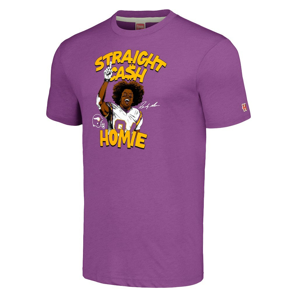 Randy Moss Minnesota Vikings Unisex Homage Caricature Retired Player Tri-Blend T-Shirt - Heathered Purple T-shirts