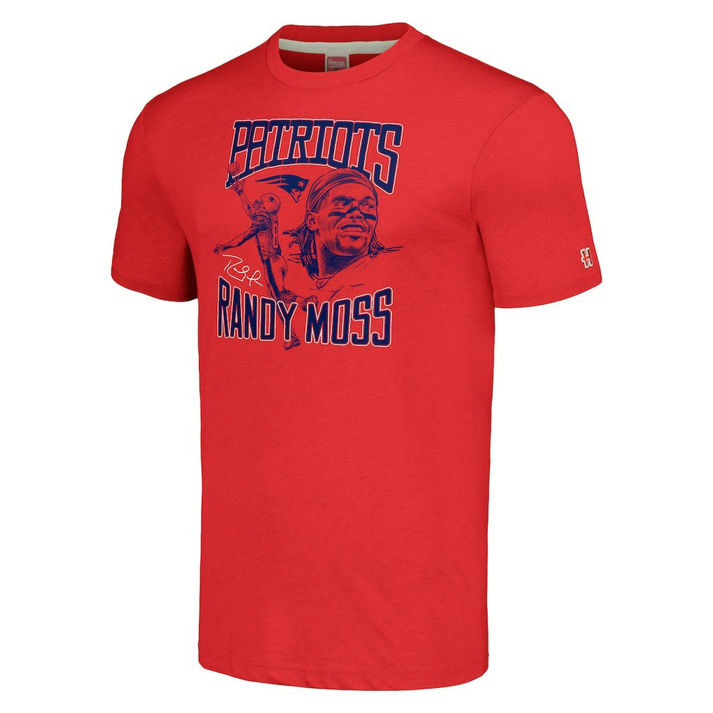 Randy Moss New England Patriots Homage Unisex Caricature Retired Player Tri-Blend T-Shirt - Red T-shirts