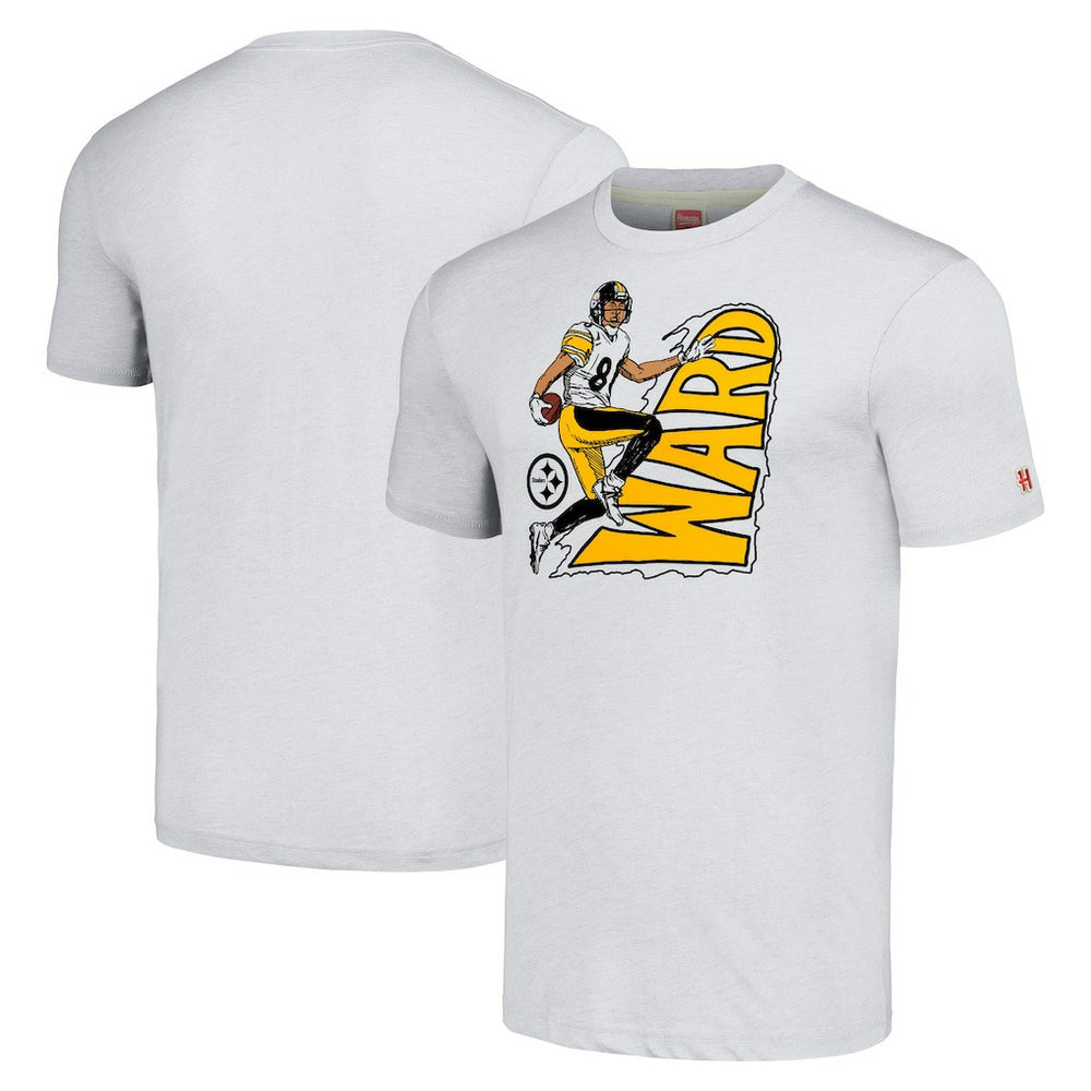 Hines Ward Pittsburgh Steelers Homage Unisex Caricature Retired Player Tri-Blend T-Shirt - Ash T-shirts