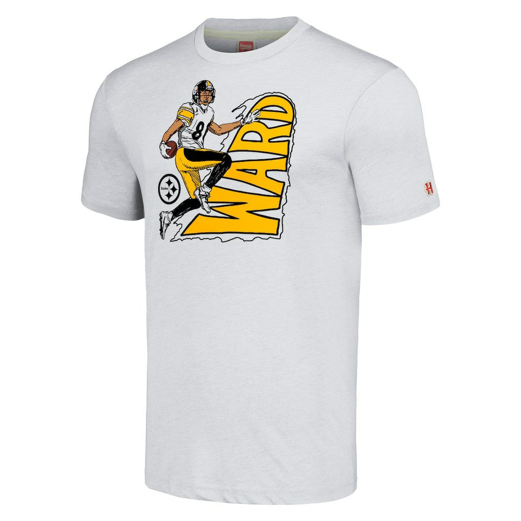 Hines Ward Pittsburgh Steelers Homage Unisex Caricature Retired Player Tri-Blend T-Shirt - Ash T-shirts