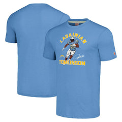 LaDainian Tomlinson Los Angeles Chargers Homage Unisex Unisex Caricature Retired Player Tri-Blend T-Shirt - Powder Blue T-shirts