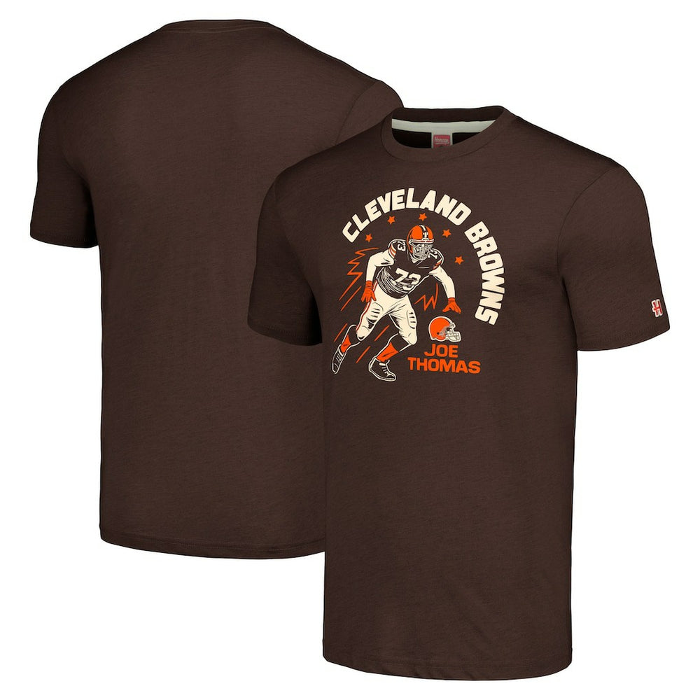 Joe Thomas Cleveland Browns Homage Unisex Caricature Retired Player Tri-Blend T-Shirt - Brown T-shirts