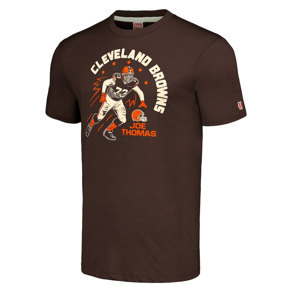 Joe Thomas Cleveland Browns Homage Unisex Caricature Retired Player Tri-Blend T-Shirt - Brown T-shirts