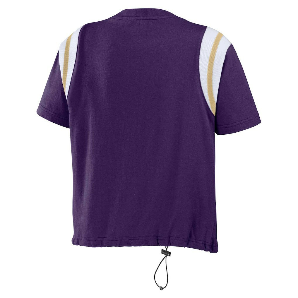 Baltimore Ravens WEAR by Erin Andrews Women's Cinched Colorblock T-Shirt - Purple T-shirts