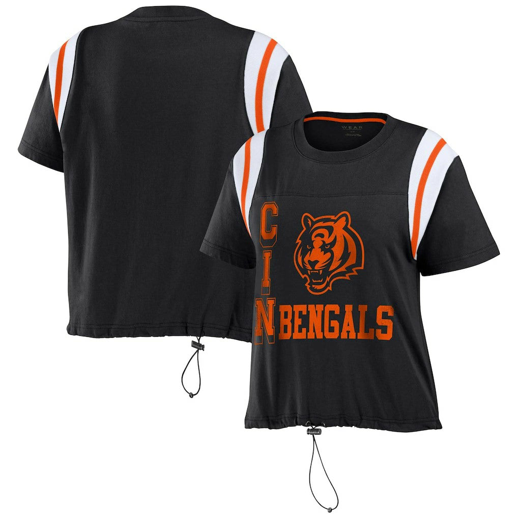 Cincinnati Bengals WEAR by Erin Andrews Women's Cinched Colorblock T-Shirt - Black T-shirts
