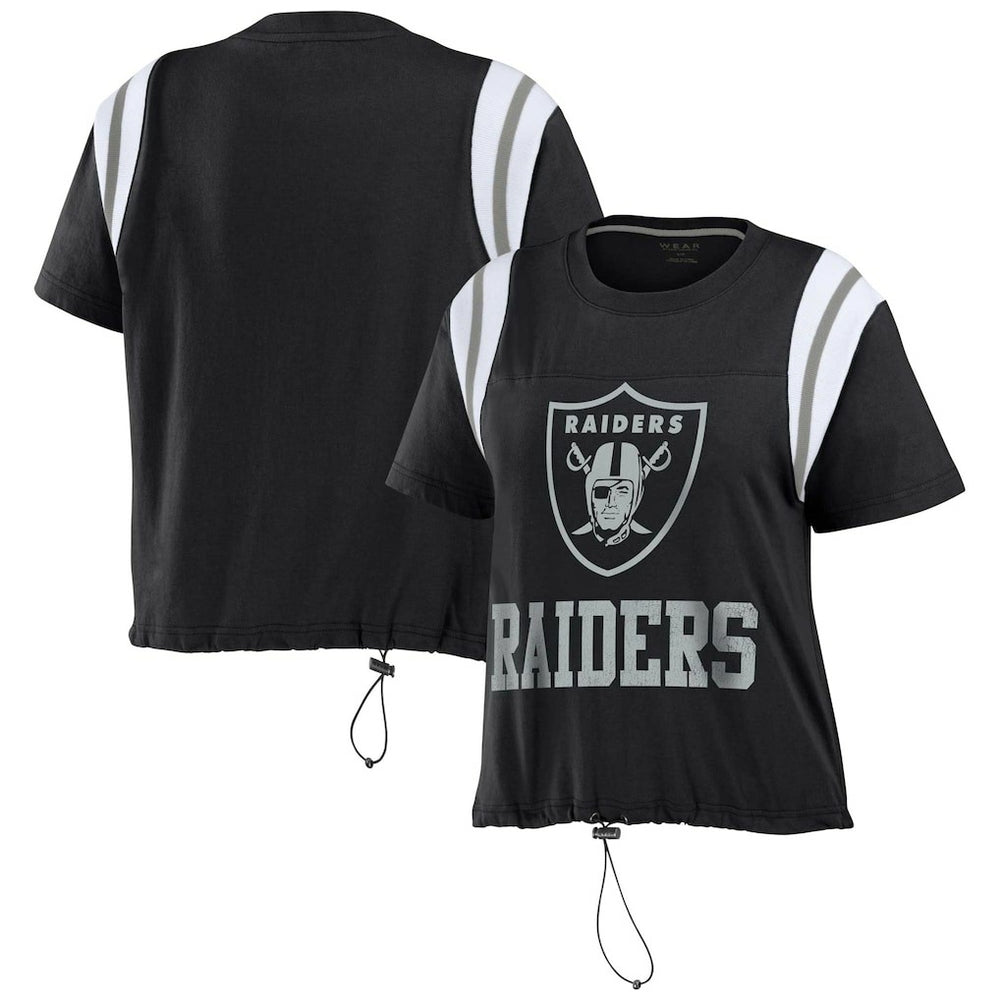 Las Vegas Raiders WEAR by Erin Andrews Women's Cinched Colorblock T-Shirt - Black T-shirts
