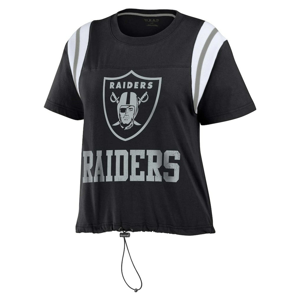 Las Vegas Raiders WEAR by Erin Andrews Women's Cinched Colorblock T-Shirt - Black T-shirts