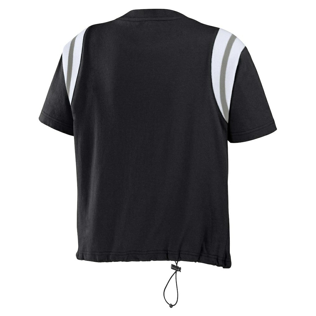 Las Vegas Raiders WEAR by Erin Andrews Women's Cinched Colorblock T-Shirt - Black T-shirts