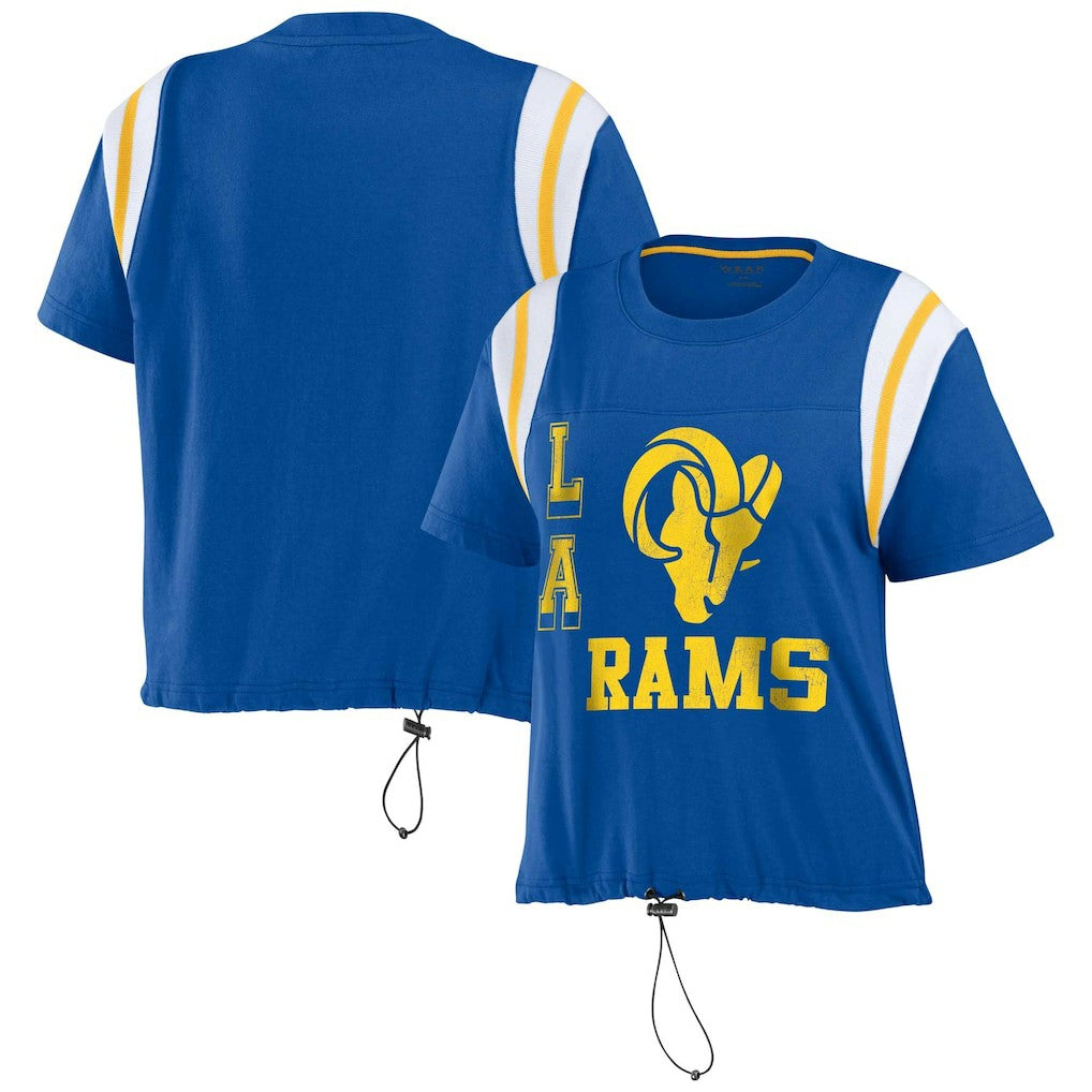 Los Angeles Rams WEAR by Erin Andrews Women's Cinched Colorblock T-Shirt - Royal T-shirts