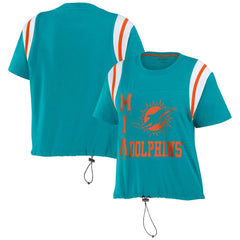 Miami Dolphins WEAR by Erin Andrews Women's Cinched Colorblock T-Shirt - Aqua T-shirts
