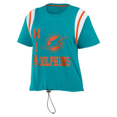 Miami Dolphins WEAR by Erin Andrews Women's Cinched Colorblock T-Shirt - Aqua T-shirts
