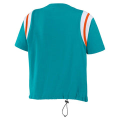 Miami Dolphins WEAR by Erin Andrews Women's Cinched Colorblock T-Shirt - Aqua T-shirts