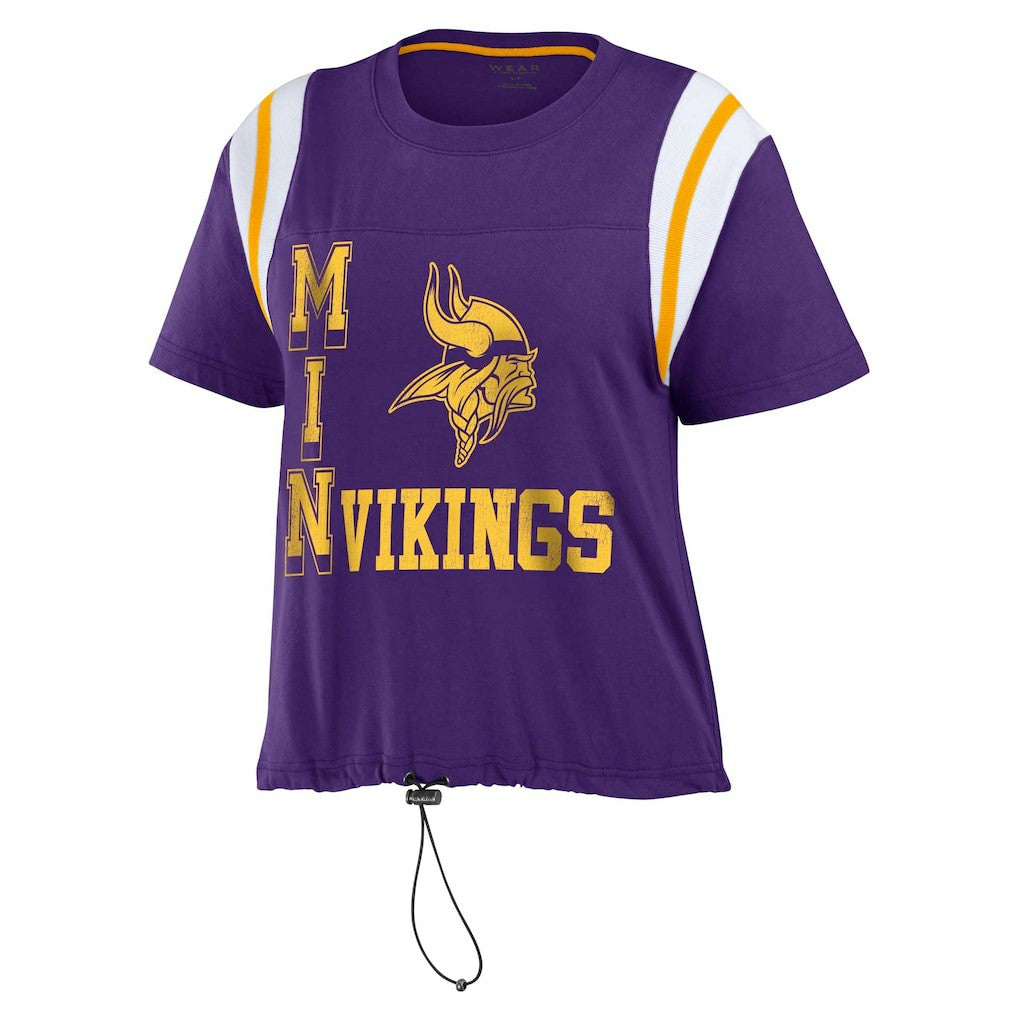 Minnesota Vikings WEAR by Erin Andrews Women's Cinched Colorblock T-Shirt - Purple T-shirts