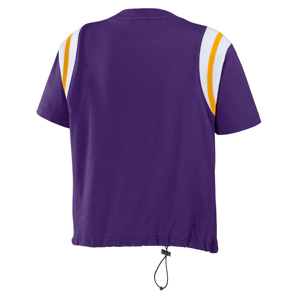 Minnesota Vikings WEAR by Erin Andrews Women's Cinched Colorblock T-Shirt - Purple T-shirts