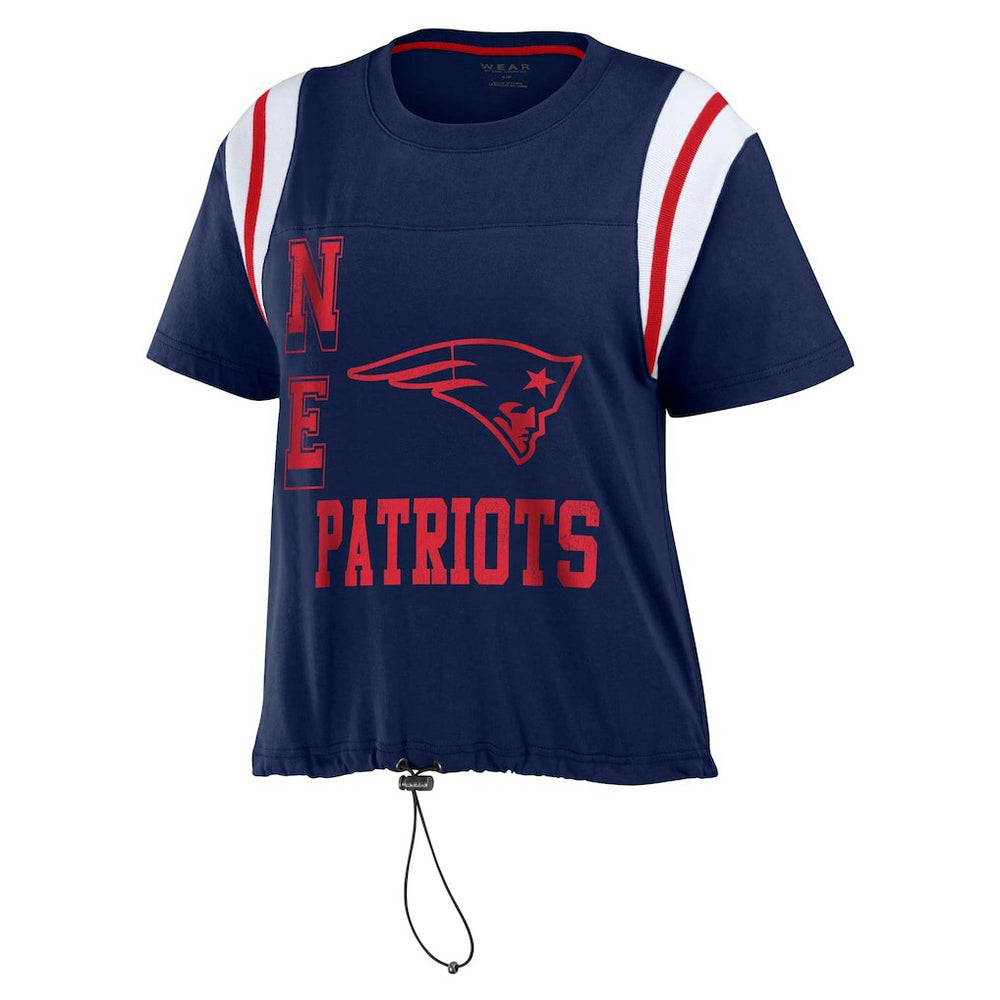 New England Patriots WEAR by Erin Andrews Women's Cinched Colorblock T-Shirt - Navy T-shirts