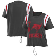 Tampa Bay Buccaneers WEAR by Erin Andrews Women's Cinched Colorblock T-Shirt - Pewter T-shirts