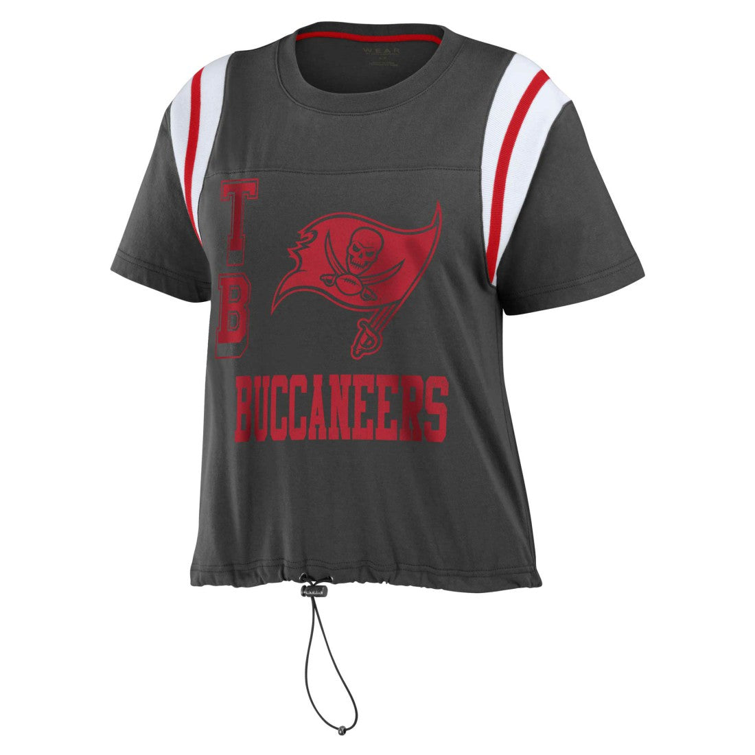 Tampa Bay Buccaneers WEAR by Erin Andrews Women's Cinched Colorblock T-Shirt - Pewter T-shirts