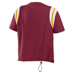 Washington Commanders WEAR by Erin Andrews Women's Cinched Colorblock T-Shirt - Burgundy T-shirts