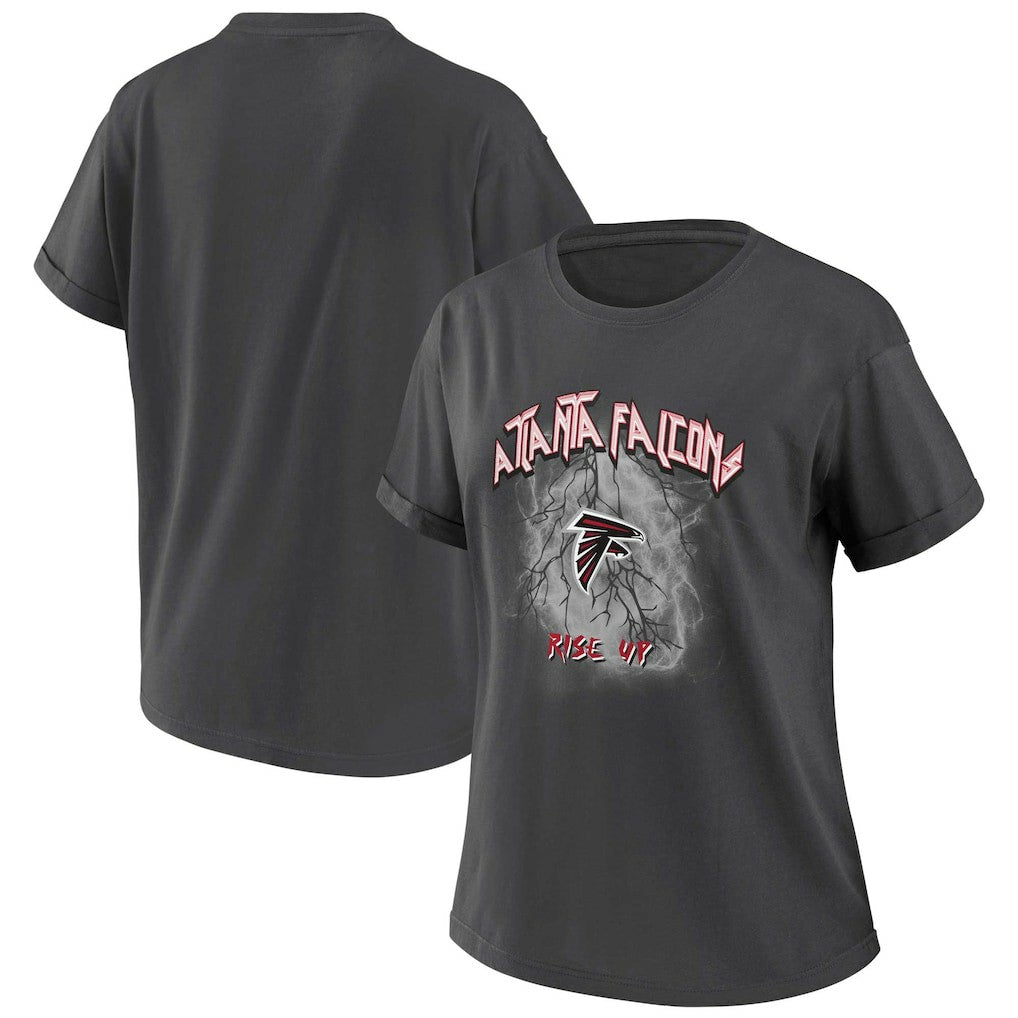 Atlanta Falcons WEAR by Erin Andrews Women's Boyfriend T-Shirt - Charcoal T-shirts