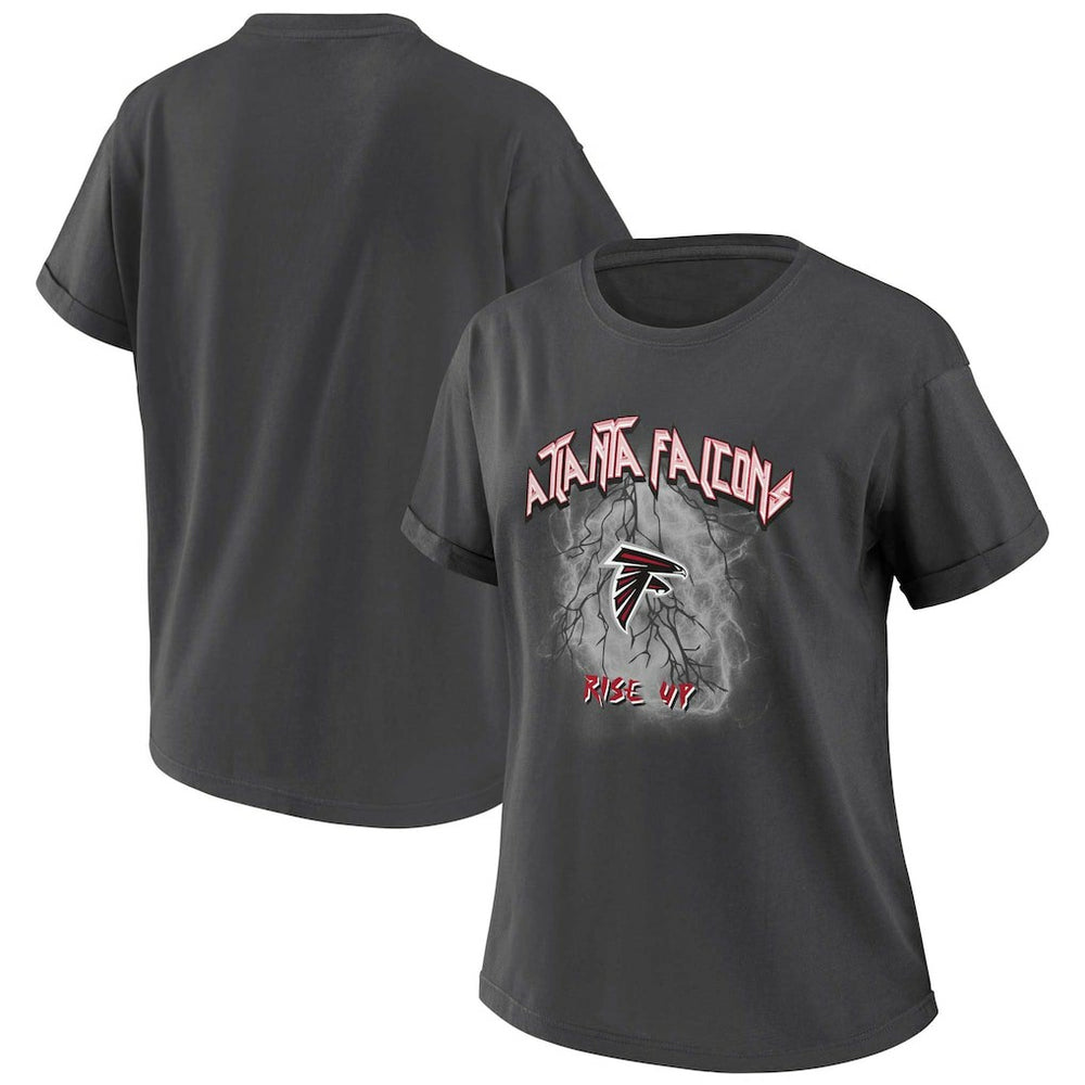Atlanta Falcons WEAR by Erin Andrews Women's Boyfriend T-Shirt - Charcoal T-shirts