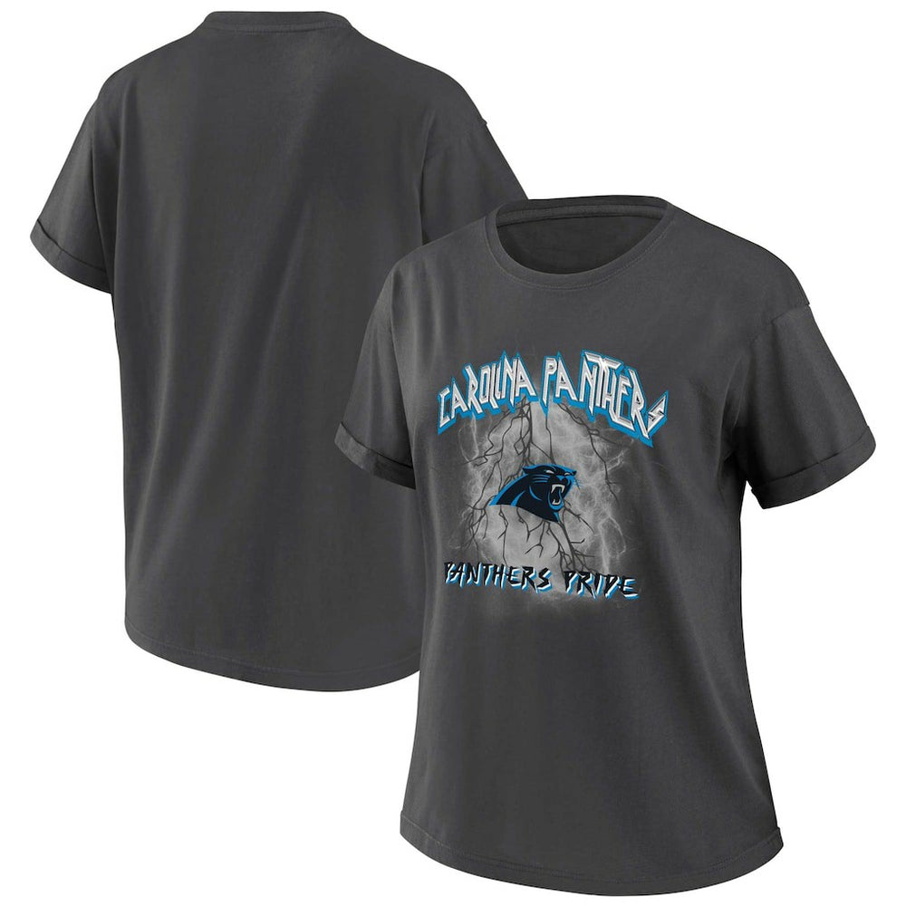 Carolina Panthers WEAR by Erin Andrews Women's Boyfriend T-Shirt - Charcoal T-shirts