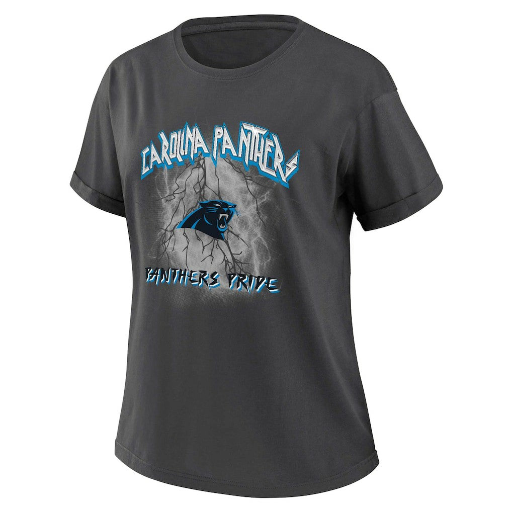 Carolina Panthers WEAR by Erin Andrews Women's Boyfriend T-Shirt - Charcoal T-shirts