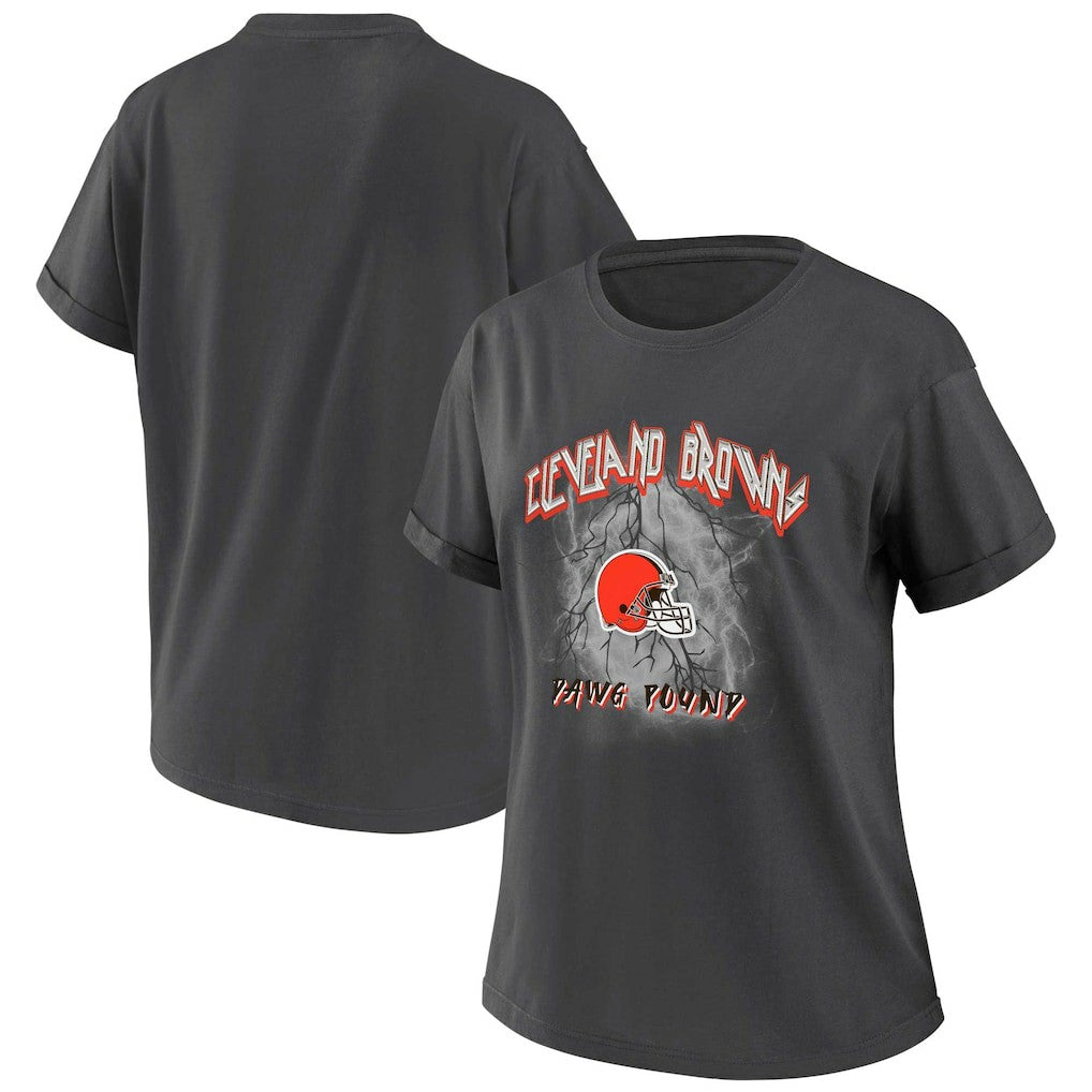 Cleveland Browns WEAR by Erin Andrews Women's Boyfriend T-Shirt - Charcoal T-shirts
