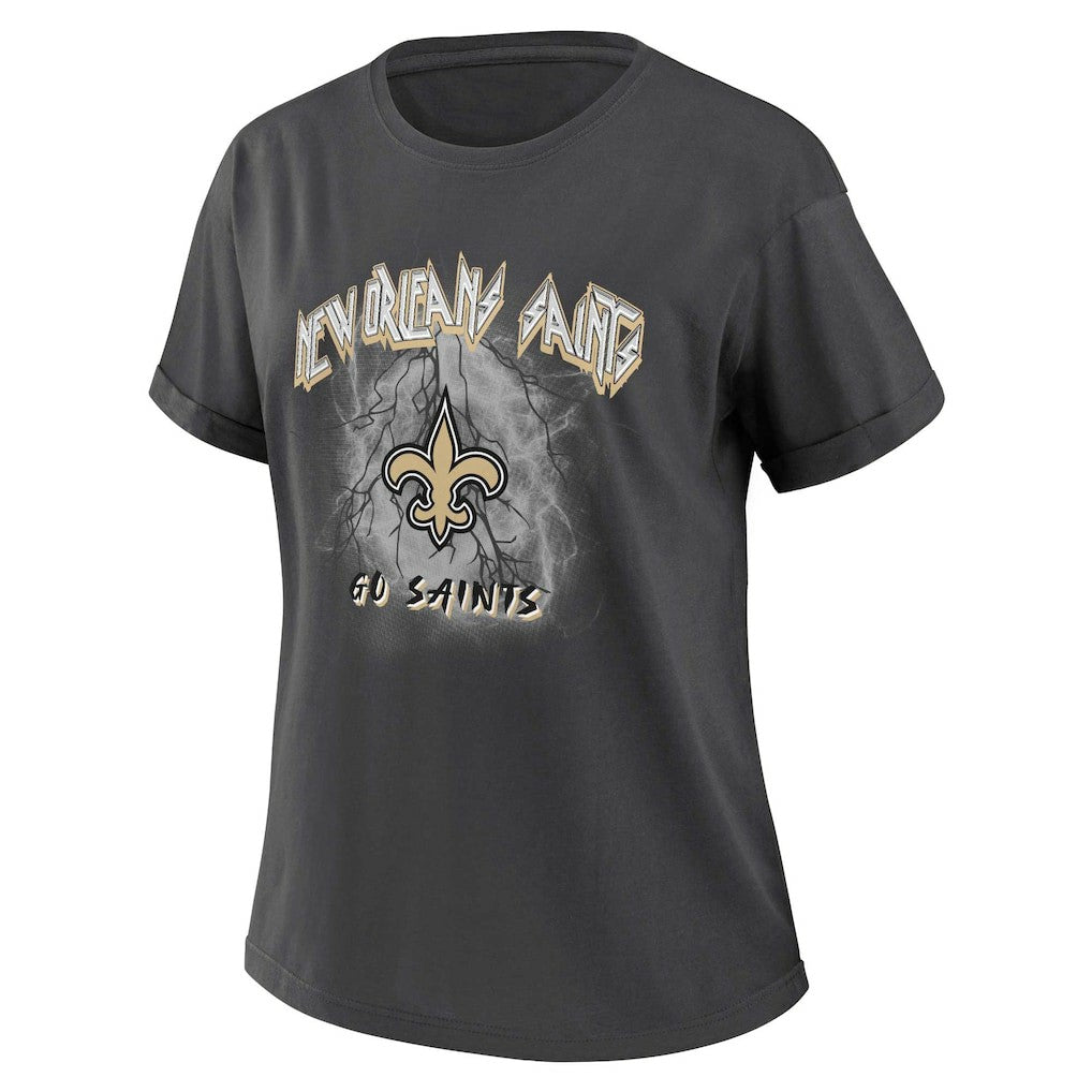 New Orleans Saints WEAR by Erin Andrews Women's Boyfriend T-Shirt - Charcoal T-shirts