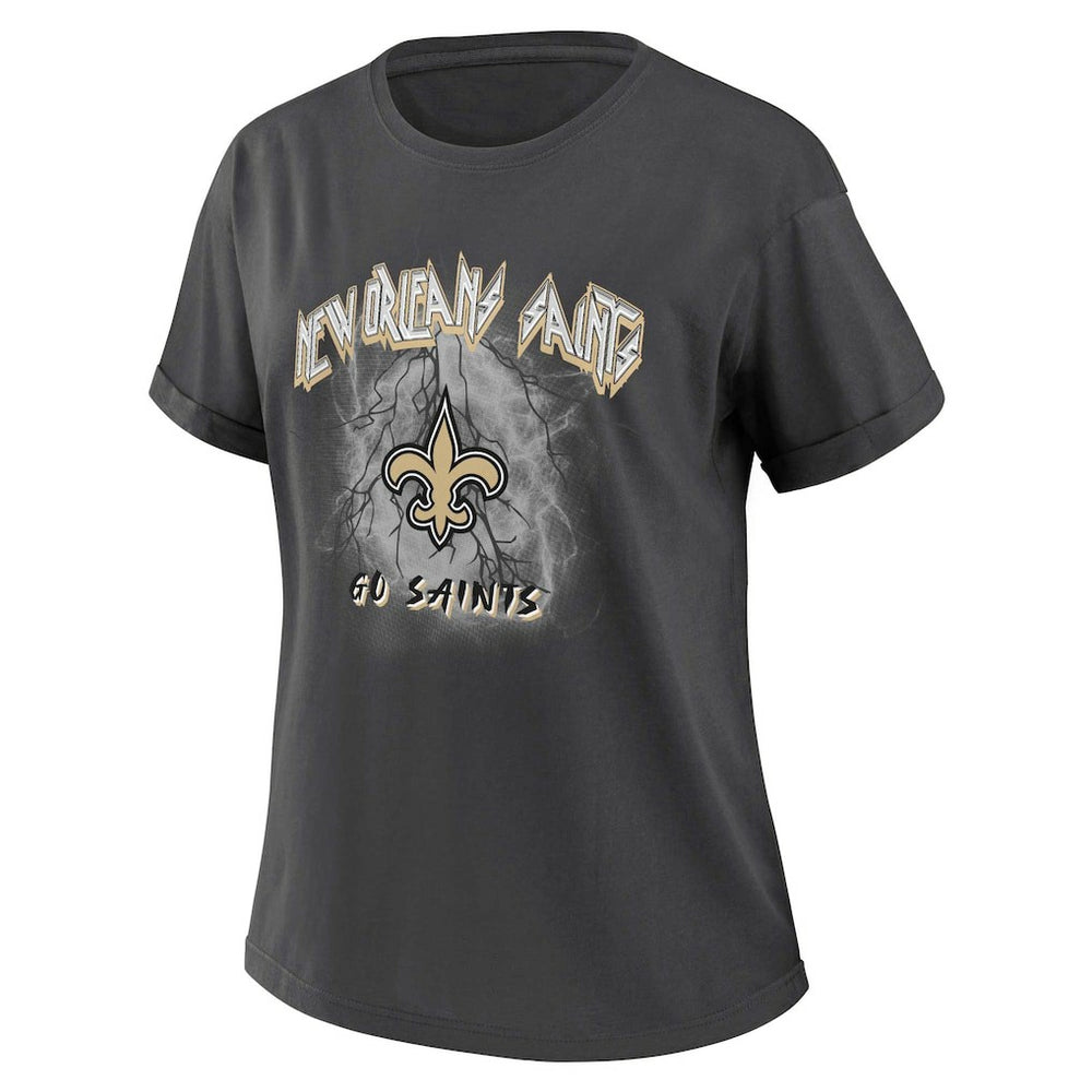 New Orleans Saints WEAR by Erin Andrews Women's Boyfriend T-Shirt - Charcoal T-shirts