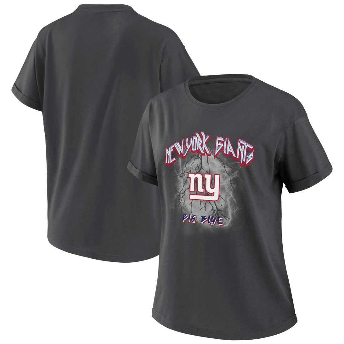 New York Giants WEAR by Erin Andrews Women's Boyfriend T-Shirt - Charcoal T-shirts