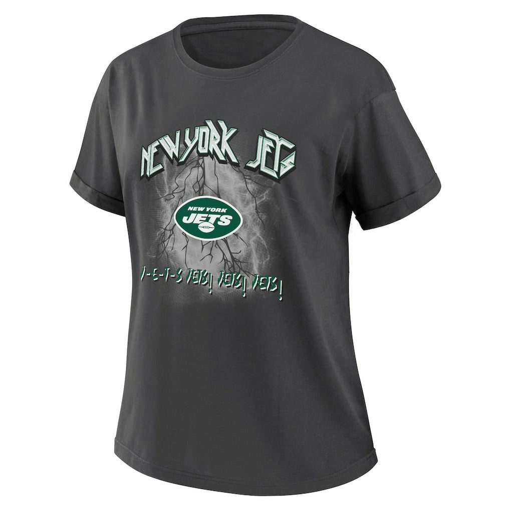 New York Jets WEAR by Erin Andrews Women's Boyfriend T-Shirt - Charcoal T-shirts
