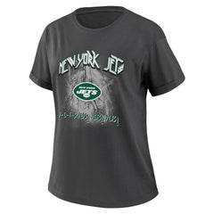 New York Jets WEAR by Erin Andrews Women's Boyfriend T-Shirt - Charcoal T-shirts