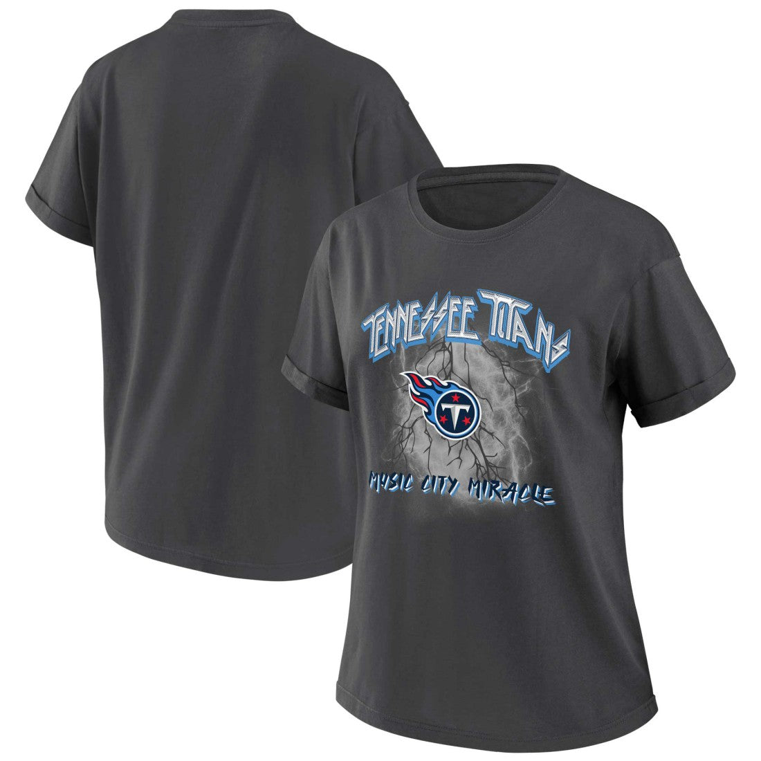 Tennessee Titans WEAR by Erin Andrews Women's Boyfriend T-Shirt - Charcoal T-shirts