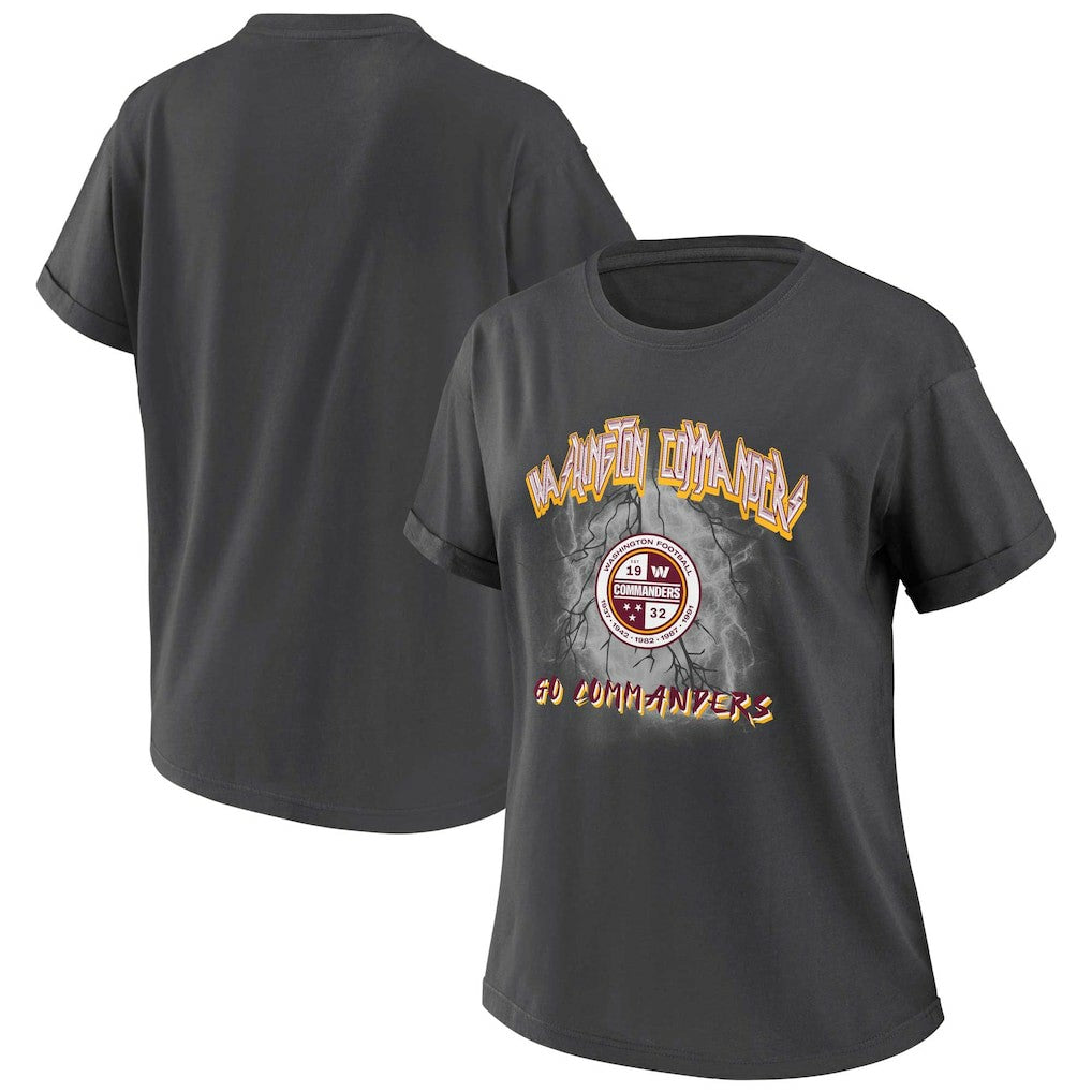 Washington Commanders WEAR by Erin Andrews Women's Boyfriend T-Shirt - Charcoal T-shirts