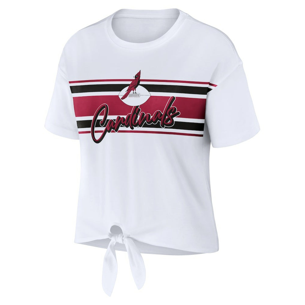 Arizona Cardinals WEAR by Erin Andrews Women's Front Tie Retro T-Shirt - White T-shirts