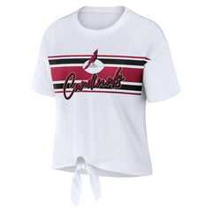 Arizona Cardinals WEAR by Erin Andrews Women's Front Tie Retro T-Shirt - White T-shirts