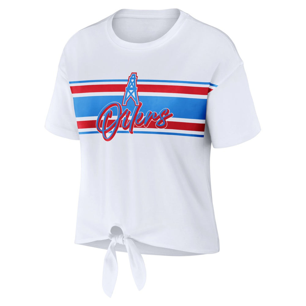 Tennessee Titans WEAR by Erin Andrews Women's Front Tie Retro T-Shirt - White T-shirts
