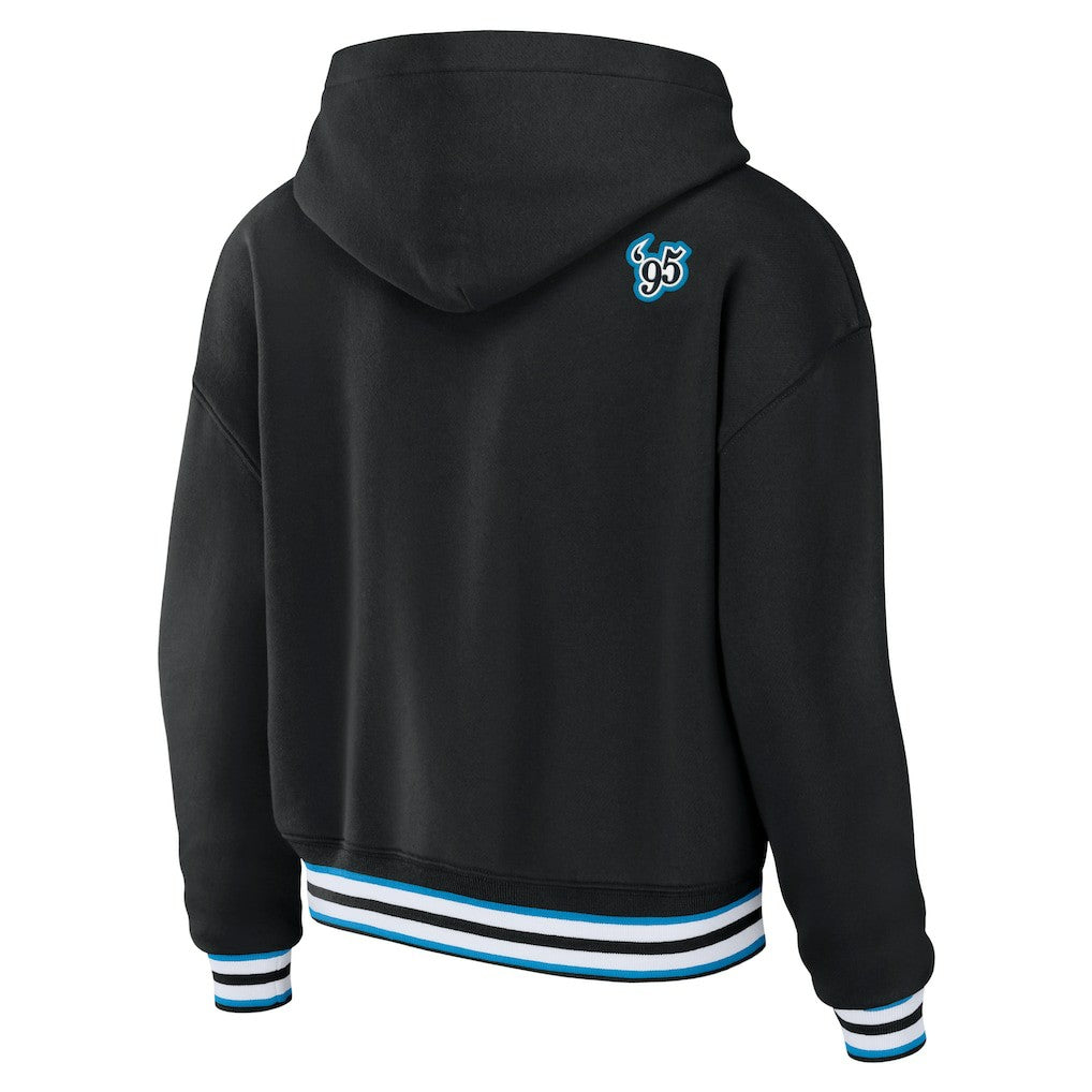 Carolina Panthers WEAR by Erin Andrews Women's Lace-Up Pullover Hoodie - Black Hoodies
