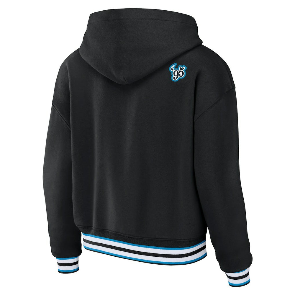 Carolina Panthers WEAR by Erin Andrews Women's Lace-Up Pullover Hoodie - Black Hoodies