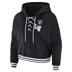 Las Vegas Raiders WEAR by Erin Andrews Women's Lace-Up Pullover Hoodie - Black Hoodies