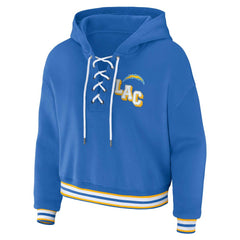 Los Angeles Chargers WEAR by Erin Andrews Women's Lace-Up Pullover Hoodie - Powder Blue Hoodies