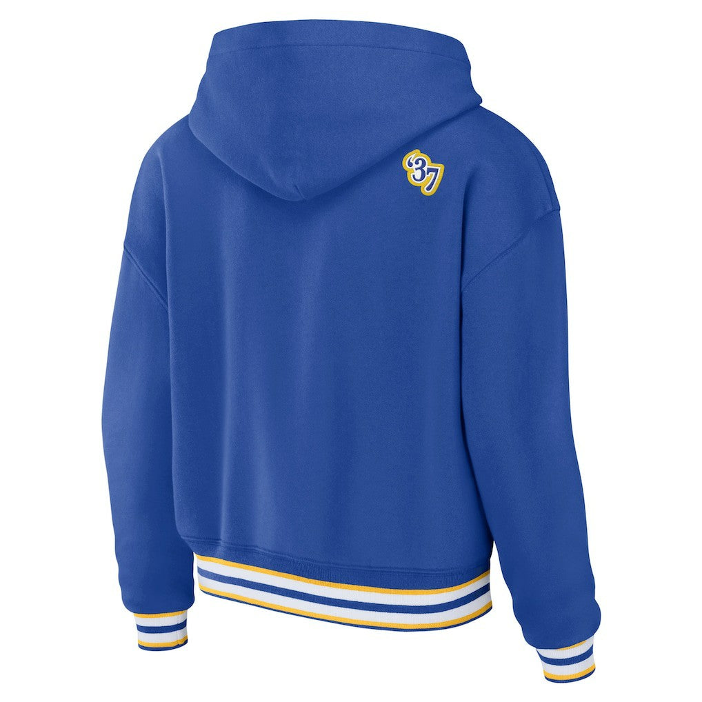 Los Angeles Rams WEAR by Erin Andrews Women's Lace-Up Pullover Hoodie - Royal Hoodies