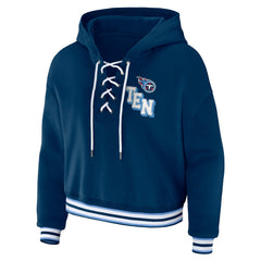Tennessee Titans WEAR by Erin Andrews Women's Lace-Up Pullover Hoodie - Navy Hoodies